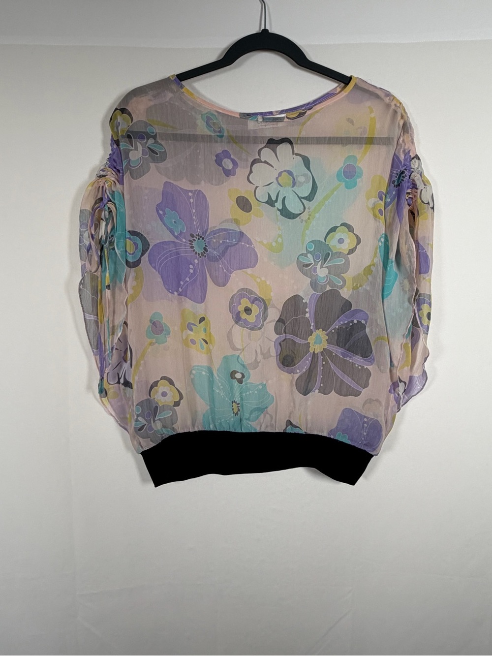 Vintage‎ Brilliant Fairy Whimsical Sheer Layering Floral Batwing Blouse